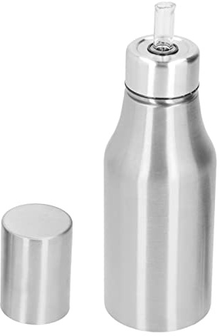 Qudinip Distributore di Olio in Acciaio Inossidabile, Decanter per Olio D'oliva a Prova di Polvere e Perdite da 500 Ml con Design Antigoccia, Bottiglia di Olio D'oliva per Ristorante (Argento)