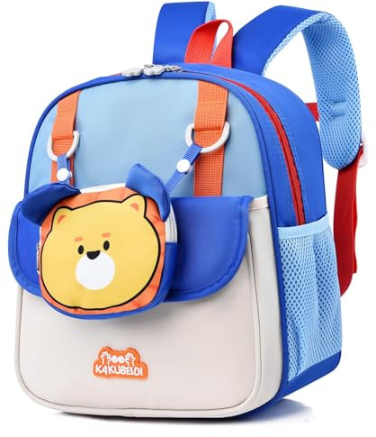 PROTAURI Mochila Infantil para Niños, Mochila Guardería con Correa Torácica y Monedero, Mochila Bebé Pequeña con Dibujo Animado Animal Mini, Impermeable y Ligera, 2-6 Años, 8L, Diseño Motivo Oso