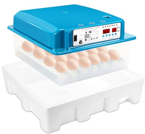 Monucep 36 Eier Brutautomat Vollautomatisch, Brutmaschine vollautomatisch mit Automatischem Eierwenden und LED-Eierbeleuchtung,Brutkasten hühner für Hühnern,Enten,Wachteln,Blau