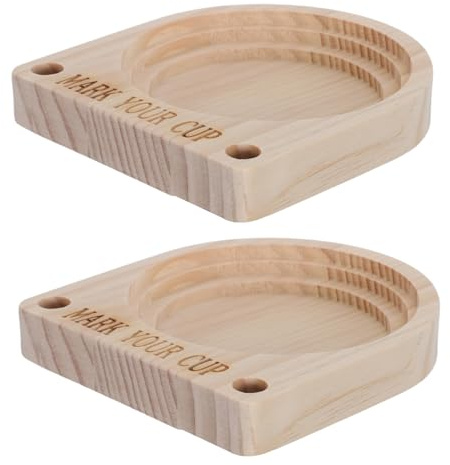 Sosoport Portavasos de Madera para Fiesta 2 Piezas con Ranura para Marcador, Soporte Compacto 12,7x11,5x2 Cm para Vasos Desechables, Organizador Rústico Adecuado para Eventos y Encimeras
