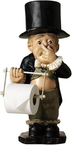 novità Toilette Maggiordomo No Rotolo di Carta Porta Resina Ormenti, Divertenti Decorazioni per Il Soggiorno della Famiglia Grdpa, Design di Sculture di Personaggi Stding, 8.5cm×7.5cm×20cm
