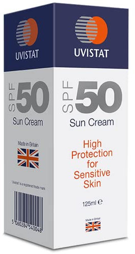 Uvistat Sun Cream SPF 50 (125ml) – Fragrance-Free Moisturising for Sensitive Skin & All Skin Types – Factor 50 Suntan Lotion – Kids & Adults High Protection – Balanced UVA/UVB