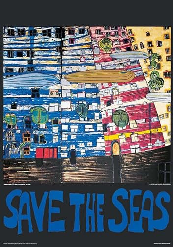 kunst für alle Kunstdruck/Poster: Friedensreich Hundertwasser Rettet die Meere - hochwertiger Druck, Bild, Kunstposter, 59x84 cm