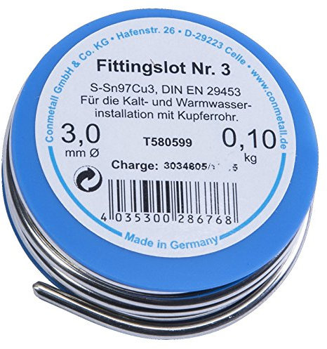 Cornat T580599 Fittingslot 100 g 97%, 3 x 3 mm, Blau, Silber