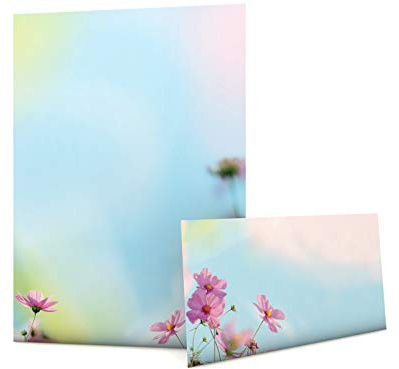 Blumen Briefpapier Set COSMEA, 40-teilig mit 20 Blatt 20 Kuverts
