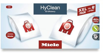 Miele 10408420 XXL Pack HyClean 3D FJM, Vacuum Cleaner Bags, Reliably Keeps Dust inside the Vacuum Cleaner