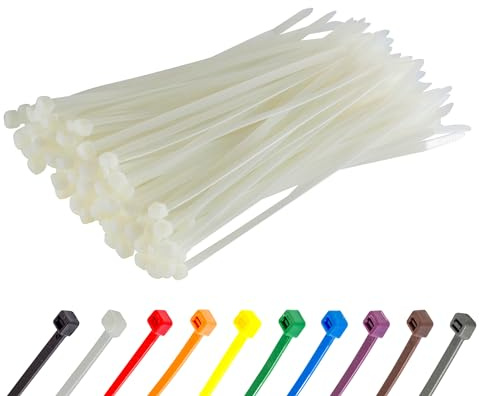 Gocableties Kabelbinder Weiß 100 Stück 200 x 4,8 mm UV-beständig | 22,2 kg Zugfestigkeit, UV-beständig