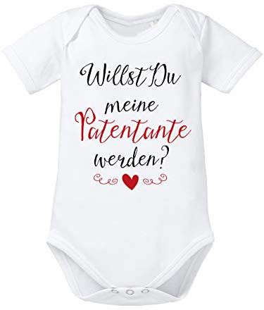 clothinx Baby Body Unisex Willst du Meine Patentante Werden? | Schönes Geschenk für die Taufpatin | Qualitativ Hochwertig Bedruckt | 100% Bio-Baumwoll Baby-Body Bio
