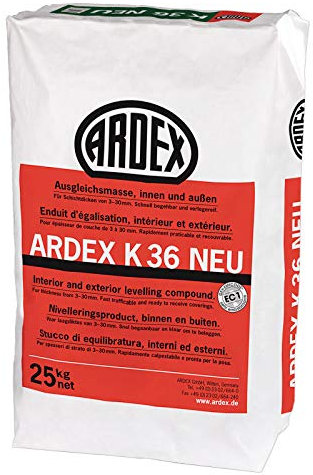 ARDEX K36 NEU Ausgleichsmasse 25 kg - Zum Spachteln, Ausgleichen und Nivellieren im Außen- und Innenbereich