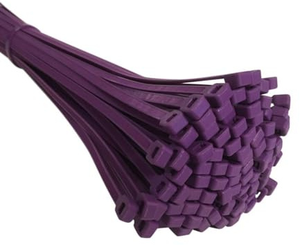 UKCable-Ties Cable Ties 140mm x 3.6mm Black Natural/White Coloured Strong Nylon Zip Ties (50, Purple)