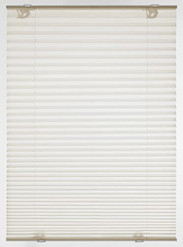 GARDINIA Solo Plissee ohne Bohren, Mit Saugnäpfen, Blickdichtes Falt-Rollo, Inkl. Aller Montage-Teile, 2 Bedienschienen aus Aluminium, Creme, 80 x 130 cm