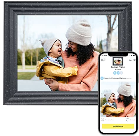 Aura Mason Luxe Intelligenter digitaler Bilderrahmen 9.0 Zoll HD WLAN Cloud Digitaler Fotorahmen, Kostenloser unbegrenzter Speicherplatz, Fotos von überall aus senden – Pebble