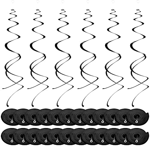 NATUCE 30 Stück hängende Wirbel, Dekoration, Wirbel, Decke, Girlande, Spiralen, zum Aufhängen, für Geburtstag, Hochzeit, Partydekoration (schwarz)