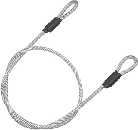 OMOTOOL Cable de bloqueo de seguridad de 1,2 m x 8 mm trenzado de acero inoxidable, cable de seguridad para bicicleta, compatible con bloqueo en U, candado, cerradura de puerta de cristal