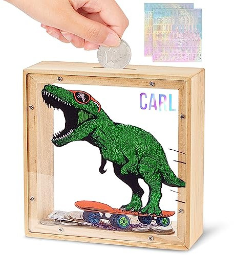 Beinou Salvadanaio Vaggio Unicorno Contamonete Apribile per Banconote Acrilico Trasparente con Lettere Personalizzate per Bambini Bambina Adulti