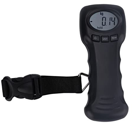 Garneck Digitale Angelwaage mit Lcd-display Fischwaage mit Maßband Tragbare Gepäckwaage ohne Batterie Schwarz