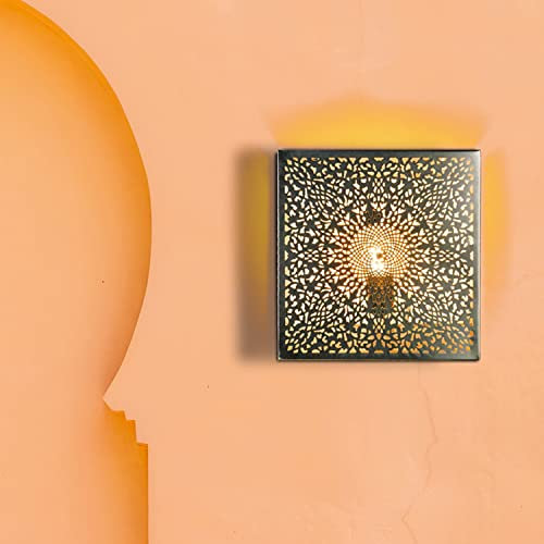 Marrakech - Lampada orientale da parete in metallo, 27 cm, colore: argento
