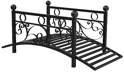 Outvita Metal Garden Bridge for Outdoor, Elegant Decorative Bridge with Powder-Coated Finish and Security Guardrail for Patio Pond Backyard Landscaping (Modern)