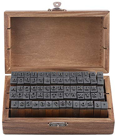 Alphabet-Ministempel aus Holz, 70 Stück, Vintage-Buchstabenstempel mit Holzbox für Tonarbeiten, Kartengestaltung und Malen mit Kindern