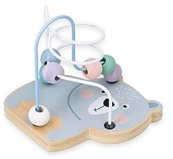 Mini Motorikschleife, Motorikwürfel ab 1 Jahr, bemaltes Holz - Baby Motorik-Spielzeug - Waldtiere, Bär - Lernspielzeug - Motorik-Schleifenspiele für Kinder - Geschenk für Kleinkind