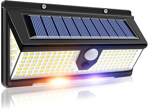 YOPOTIKA Lampe Solaire Extérieur Détecteur De Mouvement Lumière étanche Sans Fil 4 Modes Spot LED éclairage Extérieur, 270° Lampe Detecteur De Mouvement