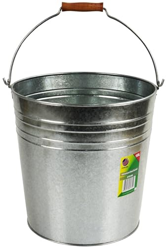 Galvanised Metal Traditional Bucket Steel with Handle 18L Home Garden Bathroom Garden Waste Drinks Ice Tub Storage Bin