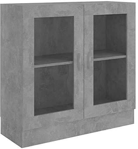 Natulvd Bücherregale mit 2 Glastüren, Bücherschrank Display Lagerregal Lagerregal Aktenschrank für Wohnzimmer Schlafzimmer Büro - Grau - 80cm H