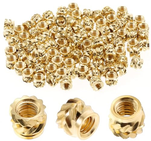 Amabro 100 Stück M3 Gewindeeinsatz Einpressmutter, 3D Druck Messing Muttern Gewindemutter Druckerschrauben Messing Rändelmutter Threaded Inserts für 3D Druck Loptop Automobil Kunststoffschale