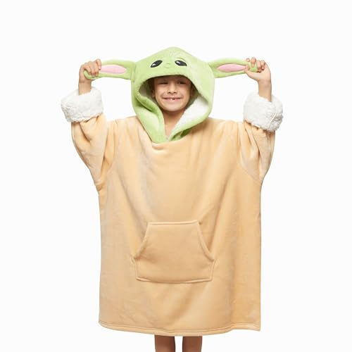 Disney Home- Übergroße Hoodie Sweatshirt Decke mit Kapuze für Junge und Mädche Kinder- Yoda Oversized Sherpa Fleece Kapuzenpullover