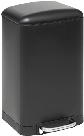 5Five - Poubelle de Cuisine Ariane 20L en Métal Noir - Seau Amovible et Poignée Arrière - Fermeture Silencieuse