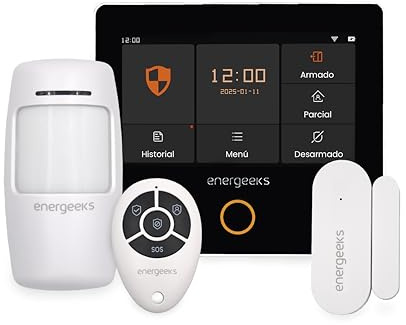 Energeeks - Sistema de Alarma WiFi - Compatible gsm - Incluye Pantalla Táctil, Sirena y Sensores de Movimiento/Apertura - hasta 200 Sensores Adicionales - App Móvil - Compatible con Alexa/Google