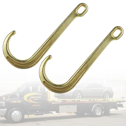JMIATRY Paquete de 2 ganchos en J de 15 pulgadas para remolque G70 de acero resistente, gancho en J chapado en zinc amarillo, gancho en J para correa de remolque, tractor, camión, remolque, carga de