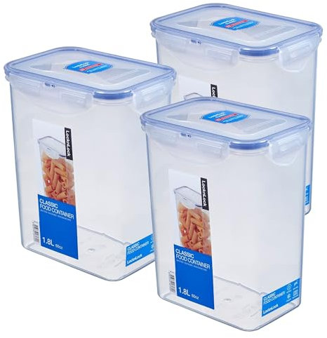 LocknLock Set of 3 HPL813 storage containers, food storage containers, 1.8 litres, dimensions (L x W x H): 151 x 108 x 185 mm, suitable for freezing and microwave, lock and lock containers, food box,