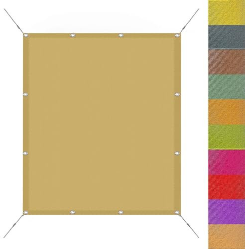 Sonnensegel Rechteckig Wasserdicht 5 x 6 m Windabweisend Reißfest UV Schutz Garten Segel Rechteckige Markise mit Ösen Ohne Bohren für Balkon Terrasse, Sandgelb