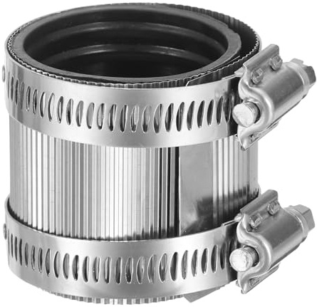 Sourcing Map Stainless Steel Strap Clamp, 43mm Pipe Connector with Rubber Pads and Adjustable Worm Gear Belt, Easy to Install Pipe Clamp for Hoses, Pipes, and Fuel Lines