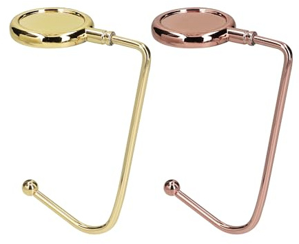kwmobile Taschenhalter für Tisch - 2X Handtaschenhalter für Tisch - Taschenhaken - Taschen Aufhänger - Taschen Halter Haken - Tischhaken Set Gold Rosegold