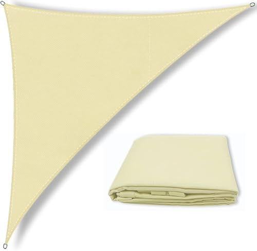Dreieckiges Sonnensegel, wasserdicht, 5 x 5 x 7 m, Beige, Gartensegel, rechtwinklig, Gartenüberdachung mit 4 Größen optional, 3 Seile, UV-Block, Terrassen-Sonnenschutz, Sonnenschutz, Markisen,