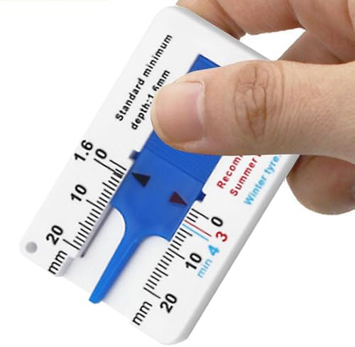 3X Profiltiefenmesser Für Reifen, Reifenprofiltiefenmesser, Gewindetiefenmessgerät Für Reifen, Einfaches Design, Leicht Zu Tragen, Profiltiefenmesser 0-20 Mm Kunststoff Tiefenmesser Reifen - Blau
