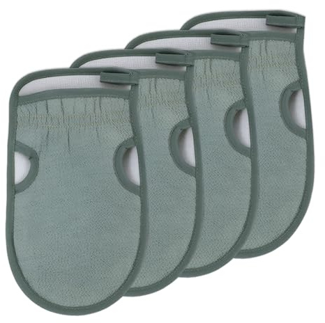 4 Stück Peeling Handschuh Peelinghandschuh Körper Peelinghandschuh Exfoliating Gloves Hamam Peelinghandschuh Für Hamam,Sauna,Dusche,Körperpeeling (Nordisches Grün)