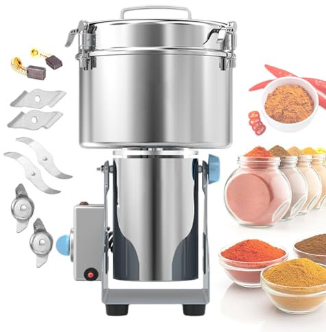 pealiritansemen Electric Grain Grinder Mill 32000 rpm High Speed Stainless Steel, Support 180° swing, Commercial Nut Grinder, 2500g Capacity, for Grinding Various Dried Cereal/Spice/Nut