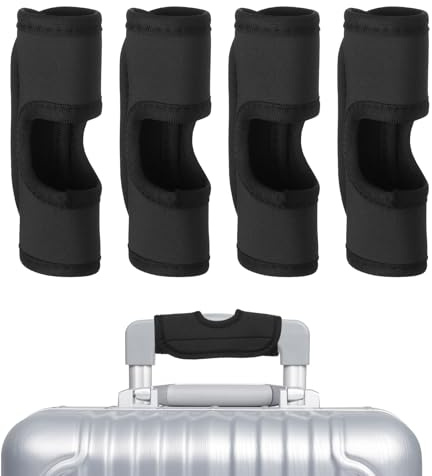 QUARKZMAN Envoltura de Asa de Equipaje, 4 Piezas Protector de Cubierta de Agarre de Bolso de Neopreno Hueco Identificadores de Equipaje Envolturas de Asa para Maletas Bolsas de Viaje, Negro