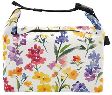 Lunchtasche mit Blumenhyazinthen, Begonie, isoliert, wasserdicht, für Krankenhaus, medizinisches Personal, Weiß, Florals Hyazinthen, Begonie, Weiß, one size