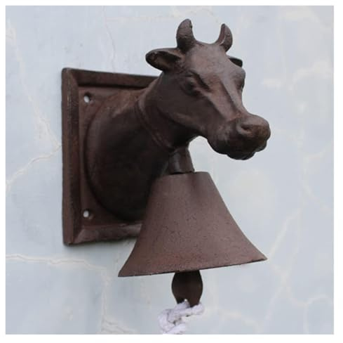 HEYDGBBZ Battery Operated Indoor Doorbell, Manual Doorbell,Vintage Door Bell, Wall Bell Animal Decoration Door Bell Retro Cast Iron Wall Ornaments Farmhouse Style Decoration for