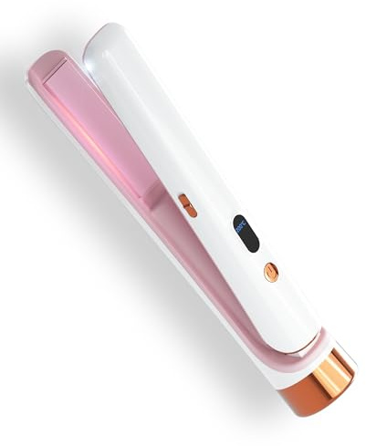 CLDCRS Plancha de pelo inalámbrica portátil recargable de viaje calentamiento rápido y temperatura ajustable para alisado y rizado profesional, portátil y fácil de transportar (blanco)