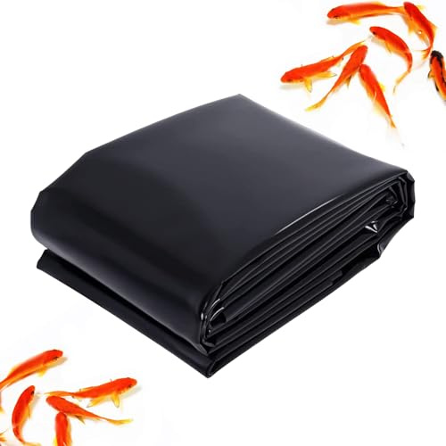 Pounjsd Schwarz HDPE Teichfolien Schwerlast, 3x4m 4x5m 6x6m 8x9m epdm teichfolie, Flexible Teichplane, Folie uv beständig, hochbeet Folie zum auskleiden, Pond Liner, wasserdichte Folie für Teichbau