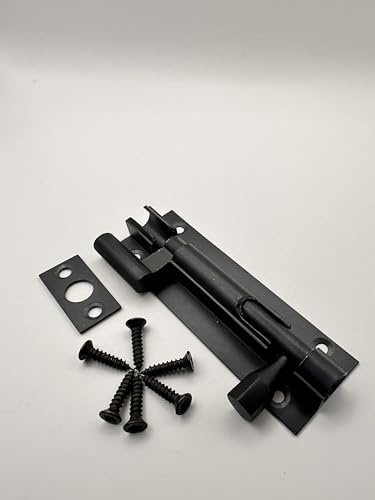 Black Slide Bolt Door Lock – Cranked/Straight Neck, Heavy-Duty Tower Bolt with Screws – Shed, Bathroom, Bedroom, Gate, Cupboard Lock – Pack of 1 38mm,40mm,75mm,102mm (25x75mm Necked Bolt-Black)