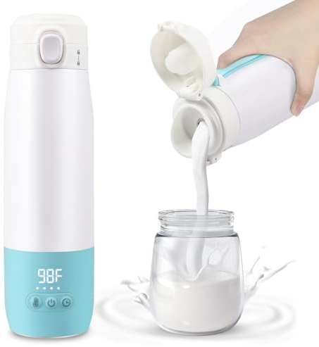 Babyflaschenwärmer,Elektrischer Babymilchwärmer für unterwegs für unterwegs 5 Temperaturstufen & 6 Zeitoptionen Präzise Temperaturkontrolle Schnelle Erwärmung