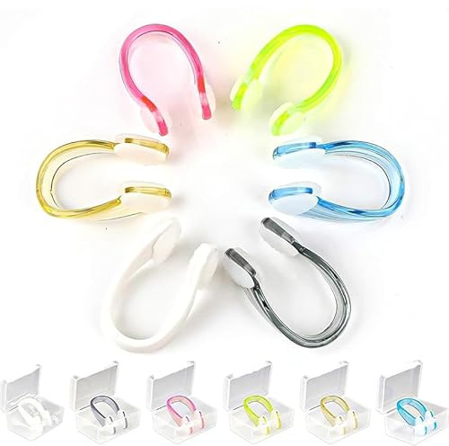 Dolaso Set di 6 mollette per naso – Clip per naso in silicone colorato con design antiscivolo, comoda clip per il naso per adulti per allenamento e sport acquatici principianti