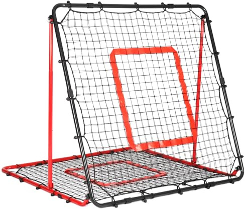 Red de Rebote Fútbol Plegable, 85 * 85cm Red de Béisbol, Malla de PE de Doble Capa, Ángulo Ajustable, Ideal para Actividades Familiares al Aire Libre y práctica de Deportes Niños Adulto