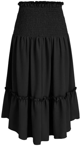 Falda Medieval Mujer - Faldas Mujer Largas Cintura Elástica Alta Victoriana Vintage Palazzo Fiesta Faldas Renacentista Volantes Plisada Color Sólido Transpirables Halloween Carnaval Retro Skirts